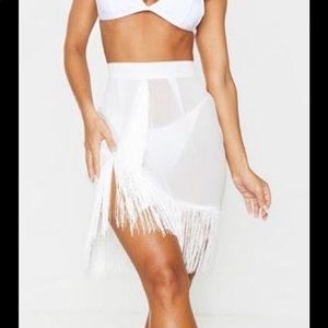PrettyLittleThing White tassel Beach Skirt
